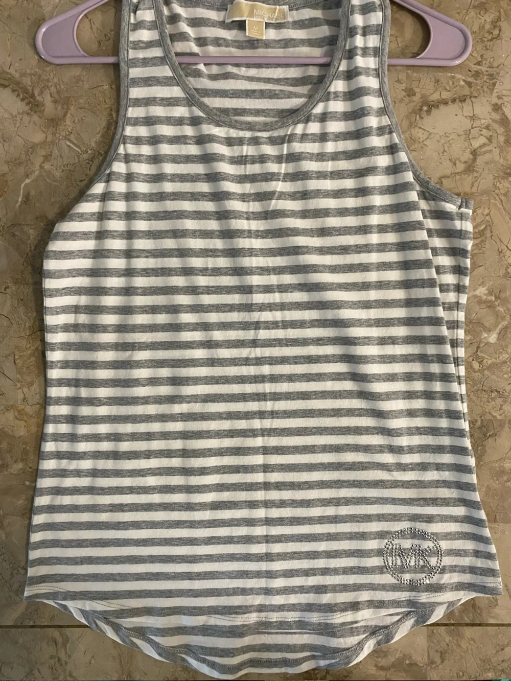 Michael Kors Gray and White Striped Cotton Tank Top Bedding Cover